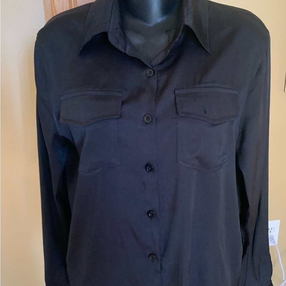 Classic Black Women's Button-Up Blouse